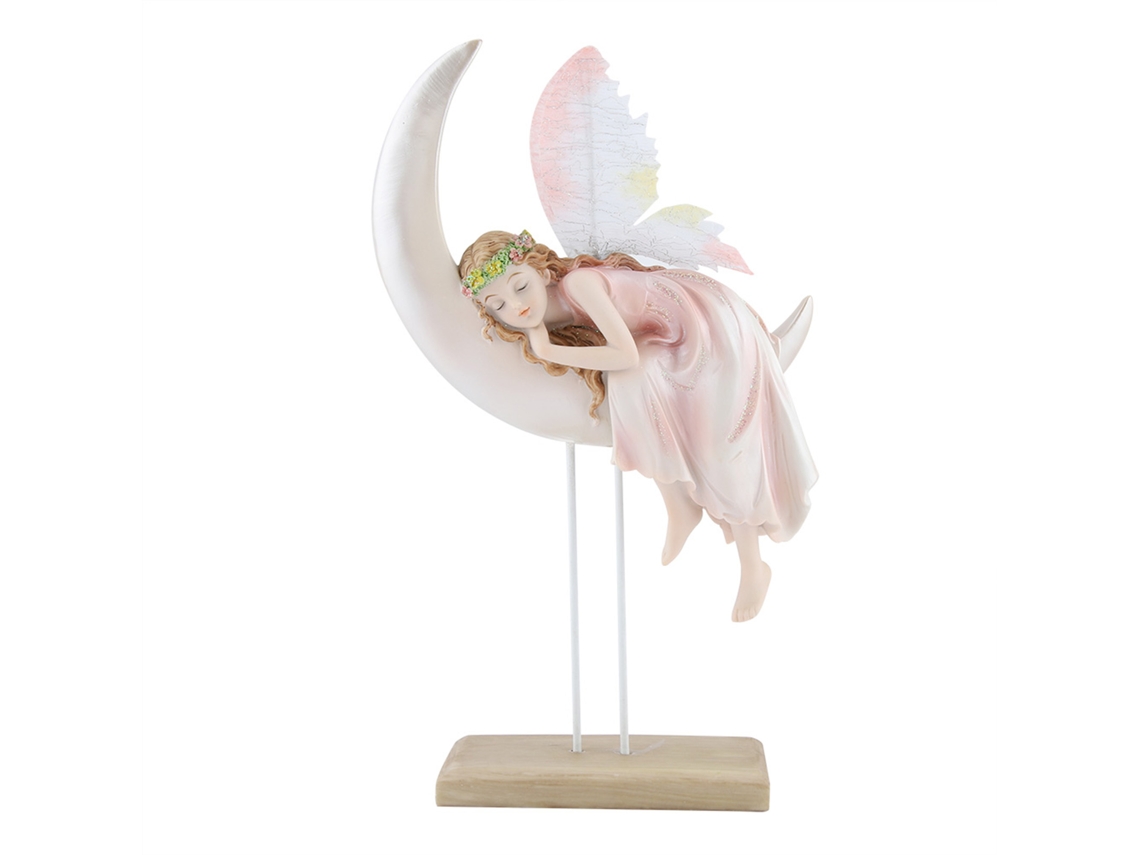 Anjo de Resina Lua Crescente Decoração Mesa Worten