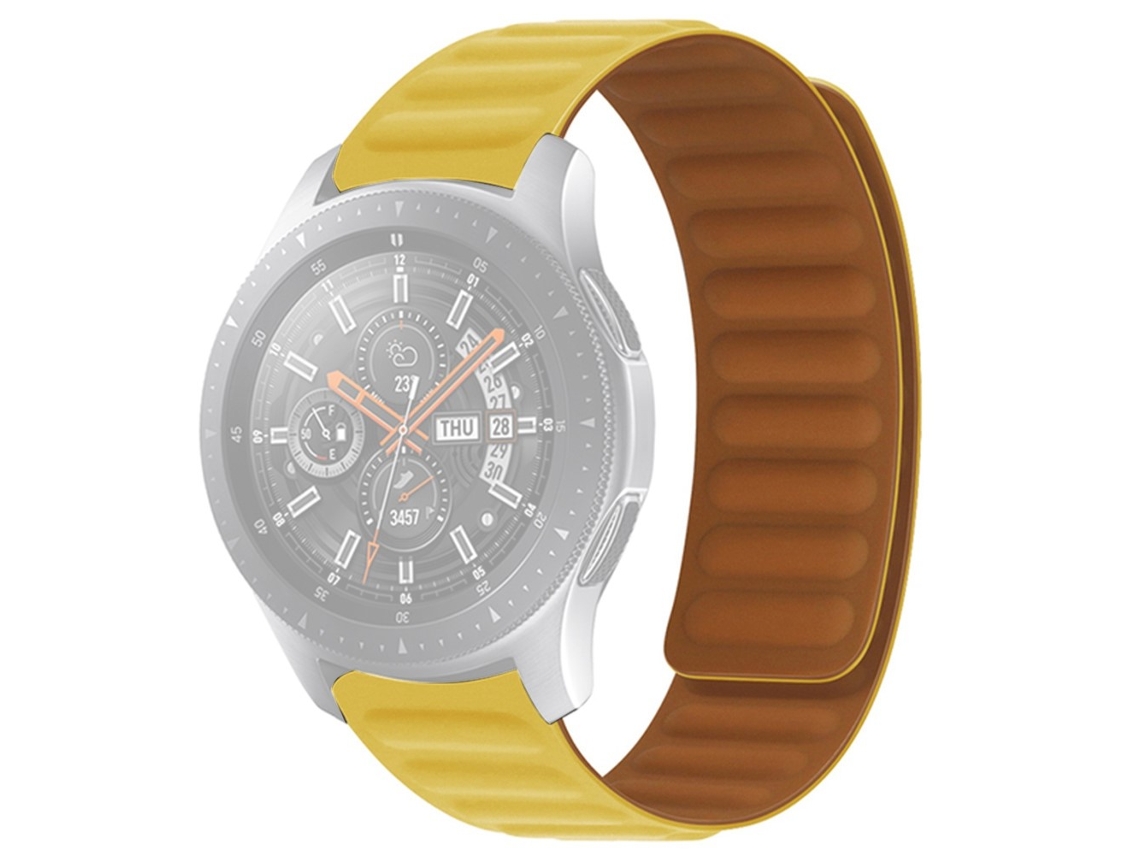 Bracelete Silicone 22Mm Magnético para Samsung Gear S3 Frontier/Classic/Garmin Forerunner 255 Amarelo Claro