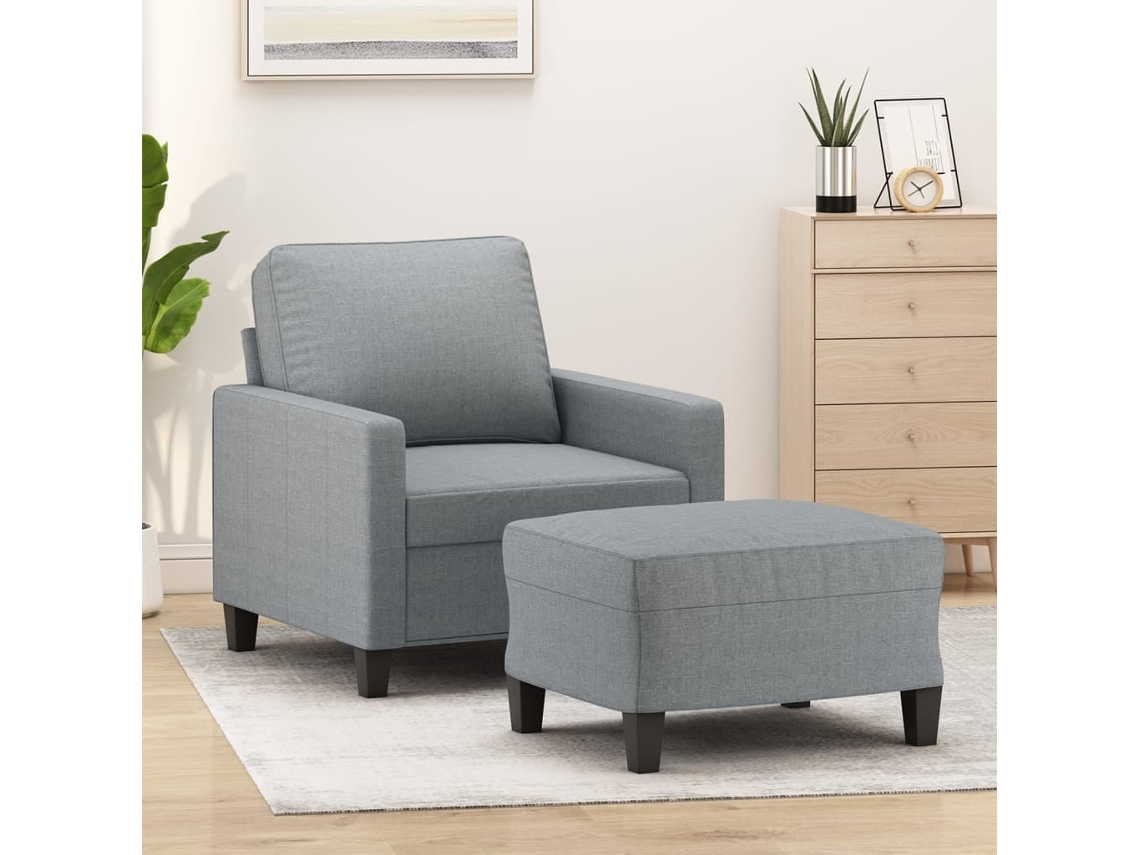 Vidaxl Poltrona Com Apoio De Pés 60 Cm Tecido Cinzento-claro