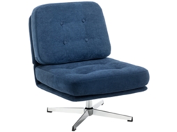 Cadeira giratória em chenille com assento longo azul escuro