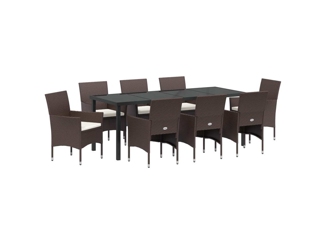 Conjunto 9 Conjunto De Móveis De Jardim Vidaxl Castanho Vime Pe (200 X 80 X 73 Cm)