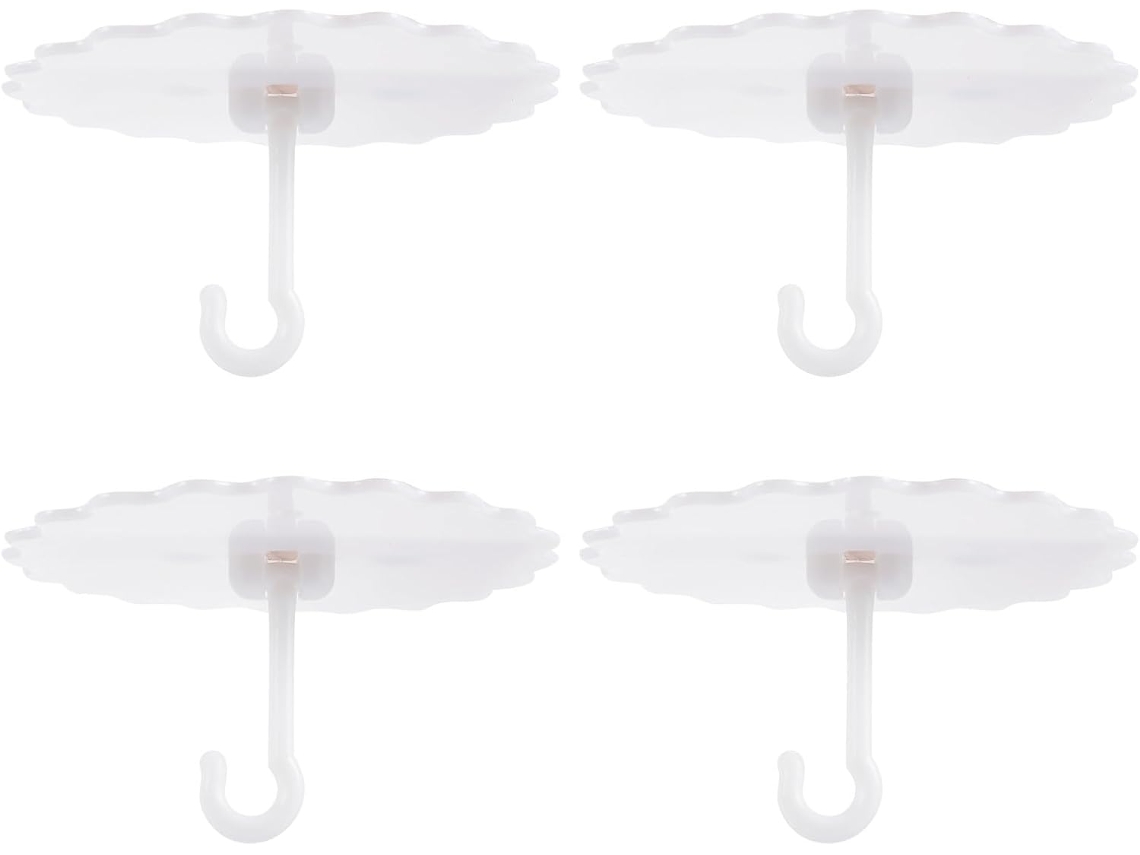 Gancho Adesivo De Plástico Branco Para Teto, Fácil Instalação Para Dossel De Cama E Cortinas Mosquiteiras No Quarto