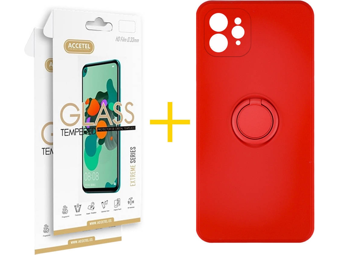 Capa + 2 Películas para iPhone 11 Pro Max ACCETEL Vermelho
