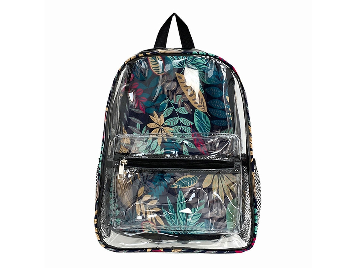 Mochila Escolar Grande Para Adolescentes, Transparente, Em Pvc, Com Vários Bolsos Para Livros E Laptop, Ideal Para Escola E Uso Diário.