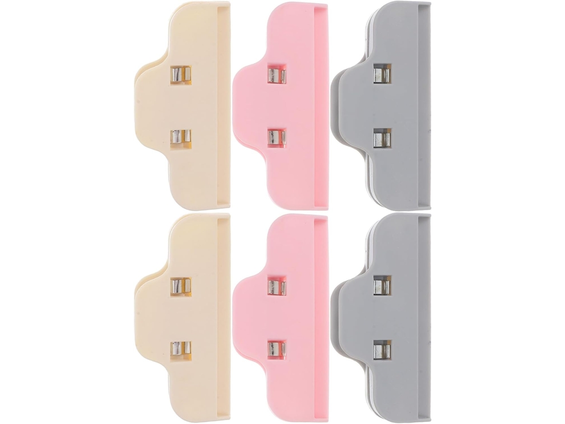 Conjunto de 6 prendedores de plástico para armazenamento de alimentos Secfou, design ergonômico para armazenamento na cozinha e em projetos.