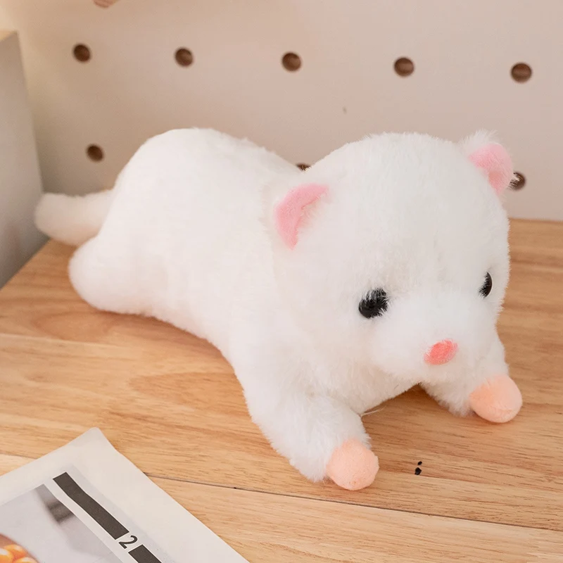 Lindo Boneco de Pelúcia Realista de Vison Estilo Anime, Desenho Animado. MDUG (branco, 40cm)