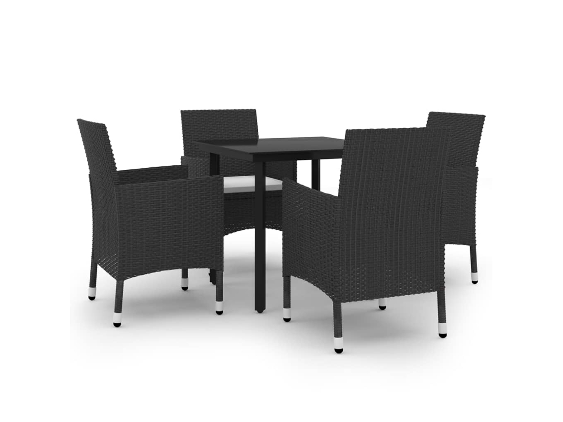 Maison Exclusive - 5 Pcs Conjunto De Jantar P/ Jardim C/almofadões Vime Pe E Vidro