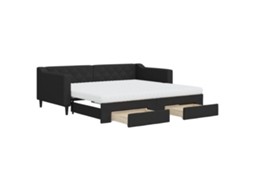 Sofá cama MAISON EXCLUSIVE 90x190 cm com gavetão e gavetas tecido preto