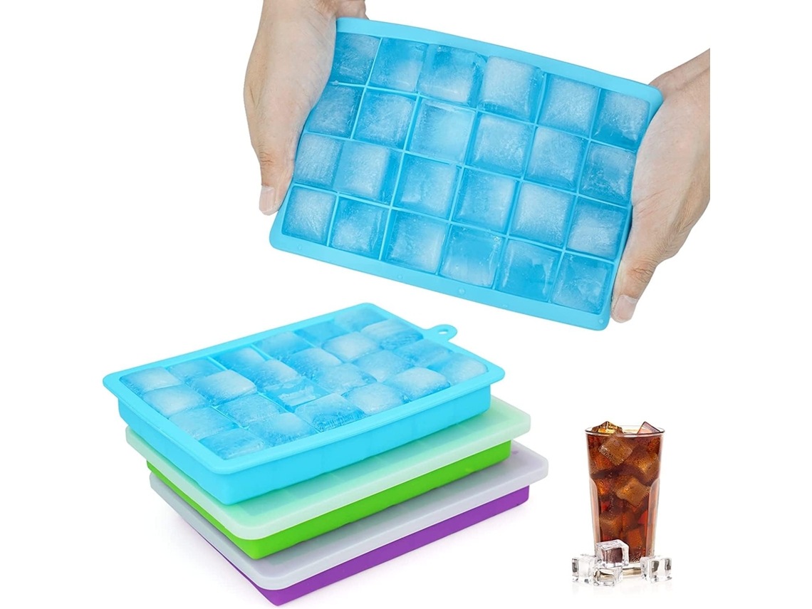 Forma De Gelo Com Tampa - Pacote Com 3 Unidades, 72 Cubos - Formas De Silicone À Prova De Derramamento E Livres De Bpa Para Bebidas Geladas