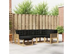 Vidaxl Conjunto De Sofás Para Exterior 6 Pcs Branco E Preto