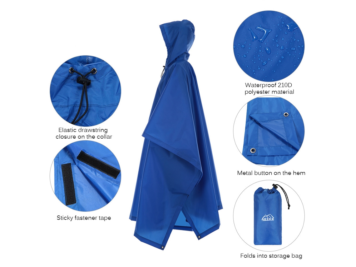 Chuva Parka Multifuncional Leve com Capuz S/MARCA