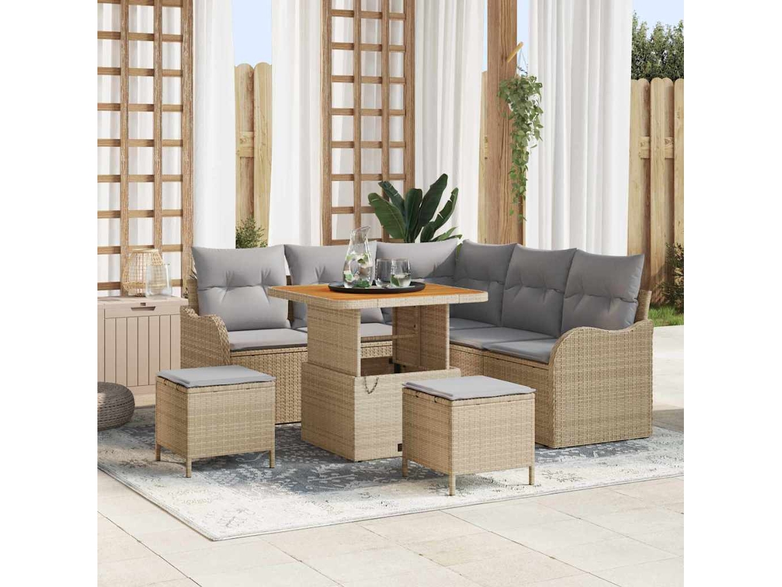 Vidaxl Conjunto De Sofá De Jardim 8 Pcs Bege E Cinza Claro