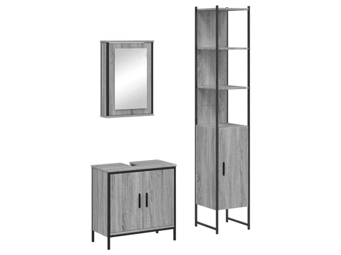 Bathroom Furniture Set, Bathroom Furniture Sets Vidaxl Cinzeto Madeira Processada (n/a)