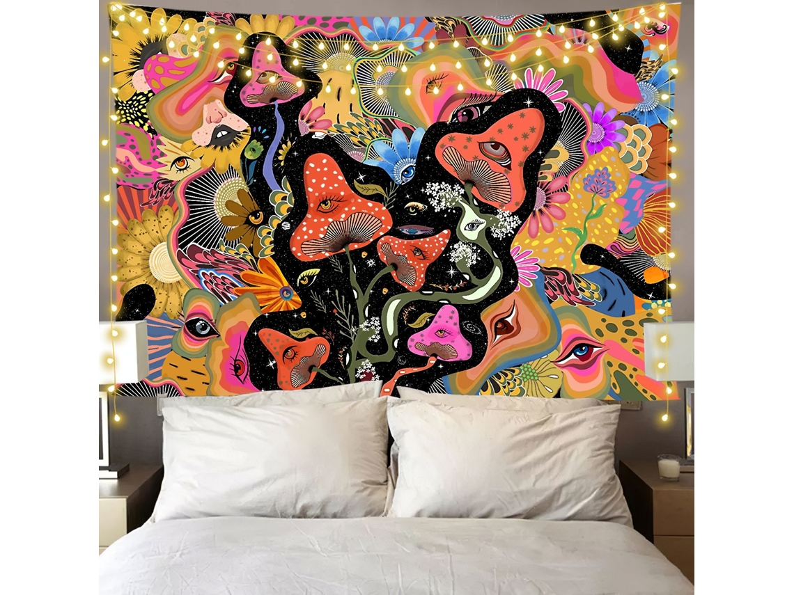 Tapeçaria Boêmia Decorativa para Quarto, Versão Mais Grossa, com Mandala para Pendurar , com Kit Incluso) BRILVIBERA (150x200cm(espessa)
