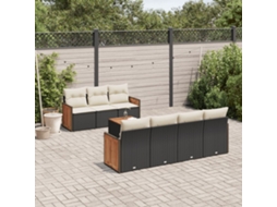 Conjunto de 8 Sofás de Jardim com Almofadas Vime Pe Preto Dkd Home Decor