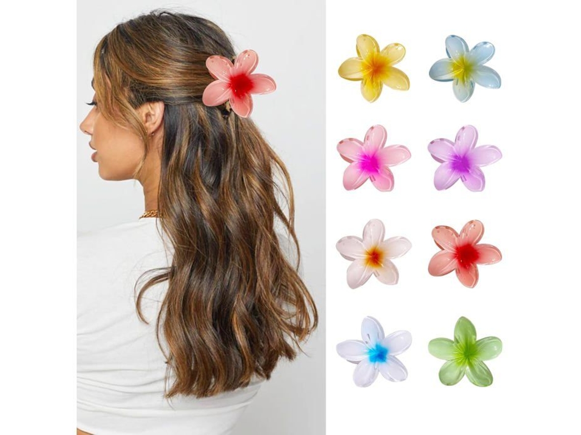 8 Peças De Pente De Cabelo Flor, Grampos De Cabelo Plumeria, Grandes Grampos Antiderrapantes, Flores De Cabelo Artificial