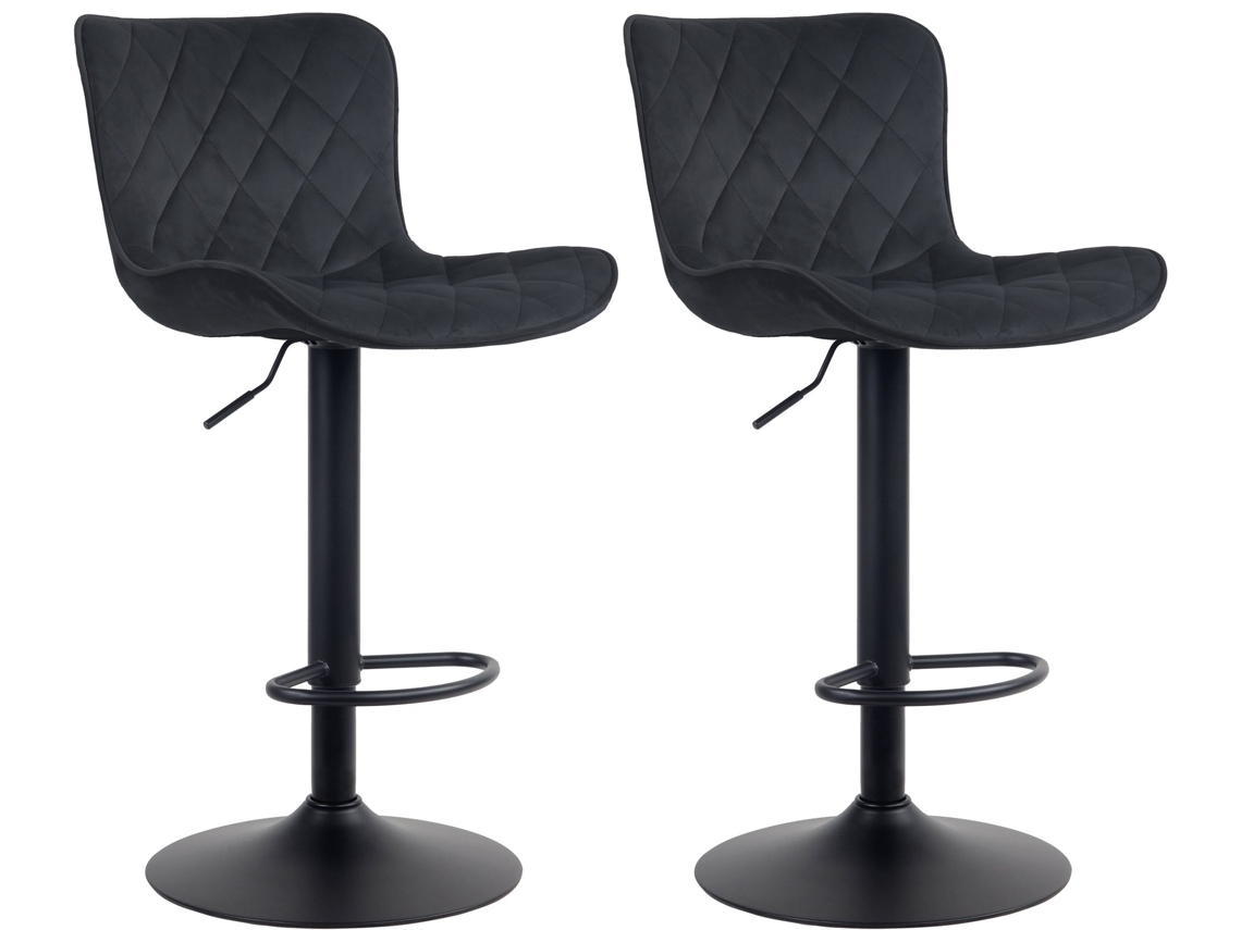 Conjunto de 2 bancos de bar Emma preto/veludo CLP