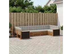 Vidaxl Conjunto De Sofás Para Exterior 7 Pcs Natural E Cinzento-claro