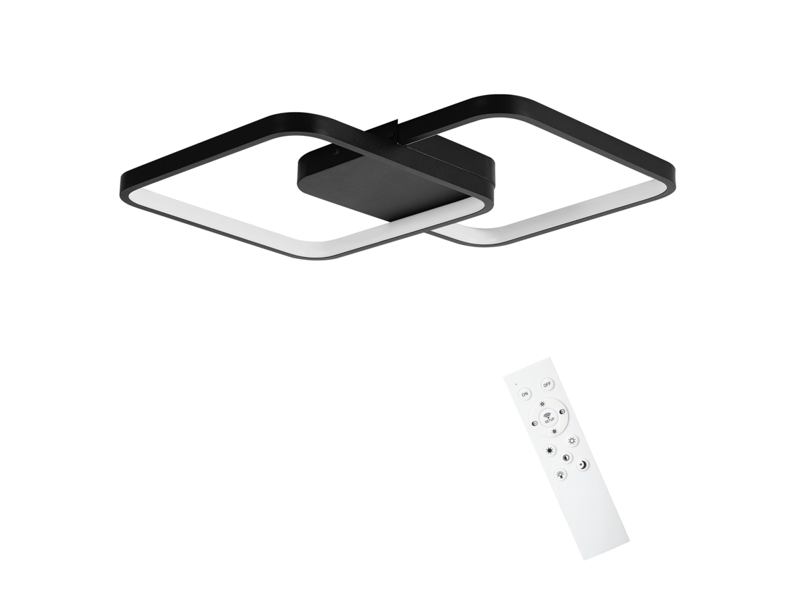 Luz de Teto Led Moderna de Metal Preto 3000K e 6000K 55W 43 * 43 * 4 5 Cm Regulável com Lâmpada de De Design para Quarto de Criança NETTLIFE