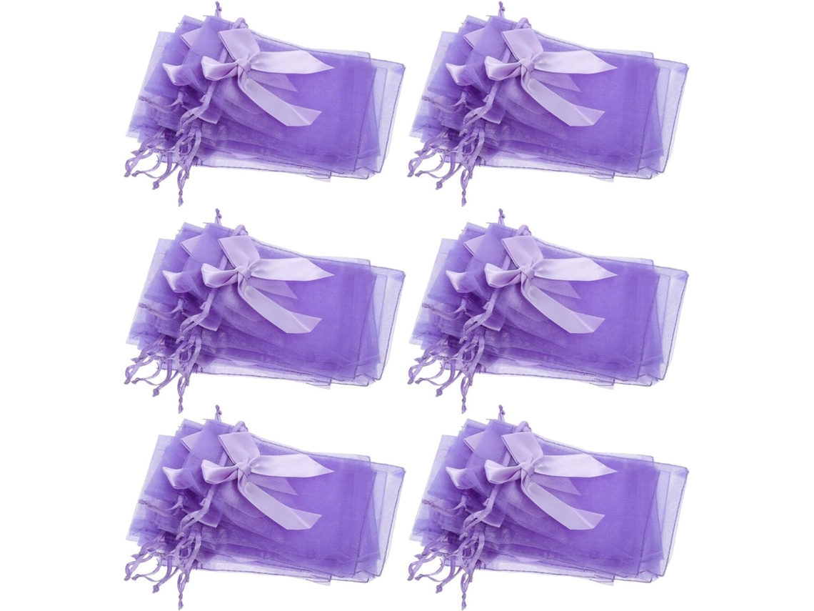 100 Sacolas De Presente De Organza Com Cordão E Laço, Bolsas De Malha