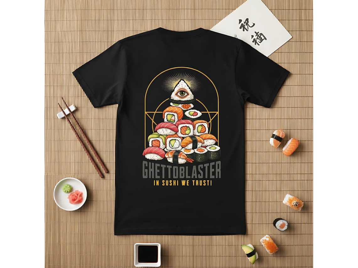 T-shirt Ghettoblaster Sushi Trust Preta