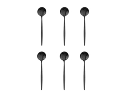 Conjunto de 6 Colheres Pequenas de Aço Inoxidável, Pretas e Douradas. MDUG (preto)