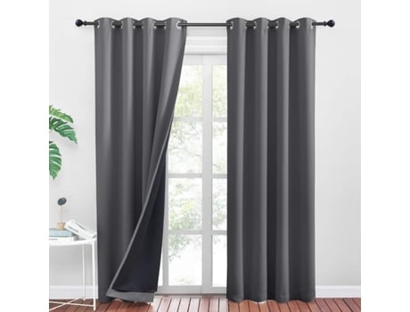 Cortinas Opacas Com Olhos De Alfinete 2 Painéis 52x84, Isolantes Térmicos, Privacidade (cinza)