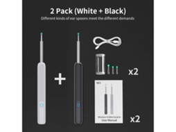 Limpador De Ouvido Colorido Preto E Branco Ferramenta De Remoção De Cera Com Câmera Led Otoscópio Sem Fio*