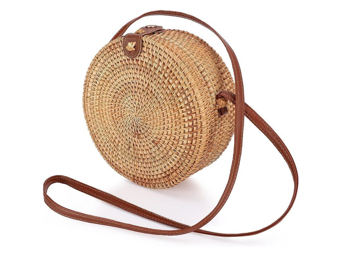 2026-bolsa De Ratán Circular, Bolsa Tejida A Mano Bohemia Para Mulheres, Moda E Prática