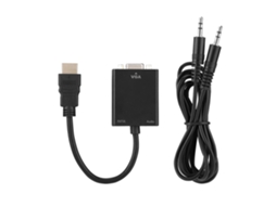 Conversor de vídeo HDMI macho para VGA fêmea (conversão de vídeo, transmissão de áudio)