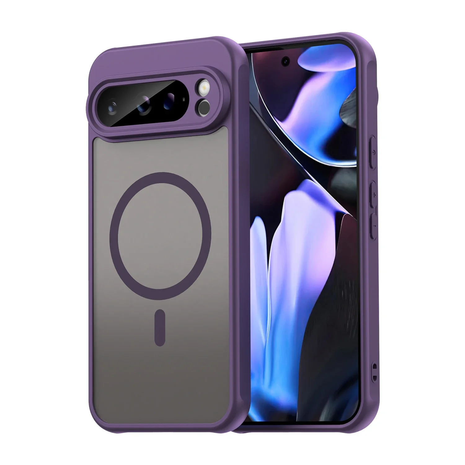 (roxo, Google Pixel 9 Pro Xl) Capa Protetora Magnética Fosca Translúcida, À Prova De Choque, Compatível Com Carregamento Sem Fio