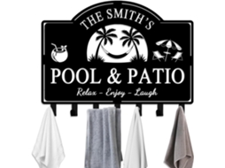 Suporte De Toalha Piscina Personalizado Para Uso Externo, Com Gancho Organizador Para Toalhas, Roupão, Toalha, Casaco