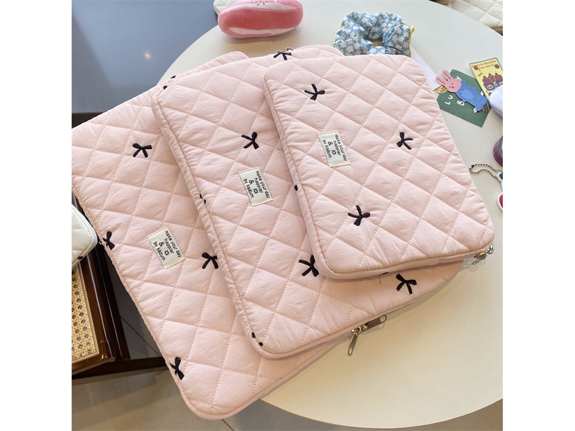 Capa Para Tablet Com Adorável Laço Bordado Em Losangos, Compatível Com Laptops De 11/13/15 Polegadas.