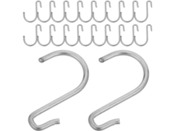 Conjunto de 20 Ganchos em J de Metal Prateado para Painéis Perfurados, Suportes Universais. SFUSHOS