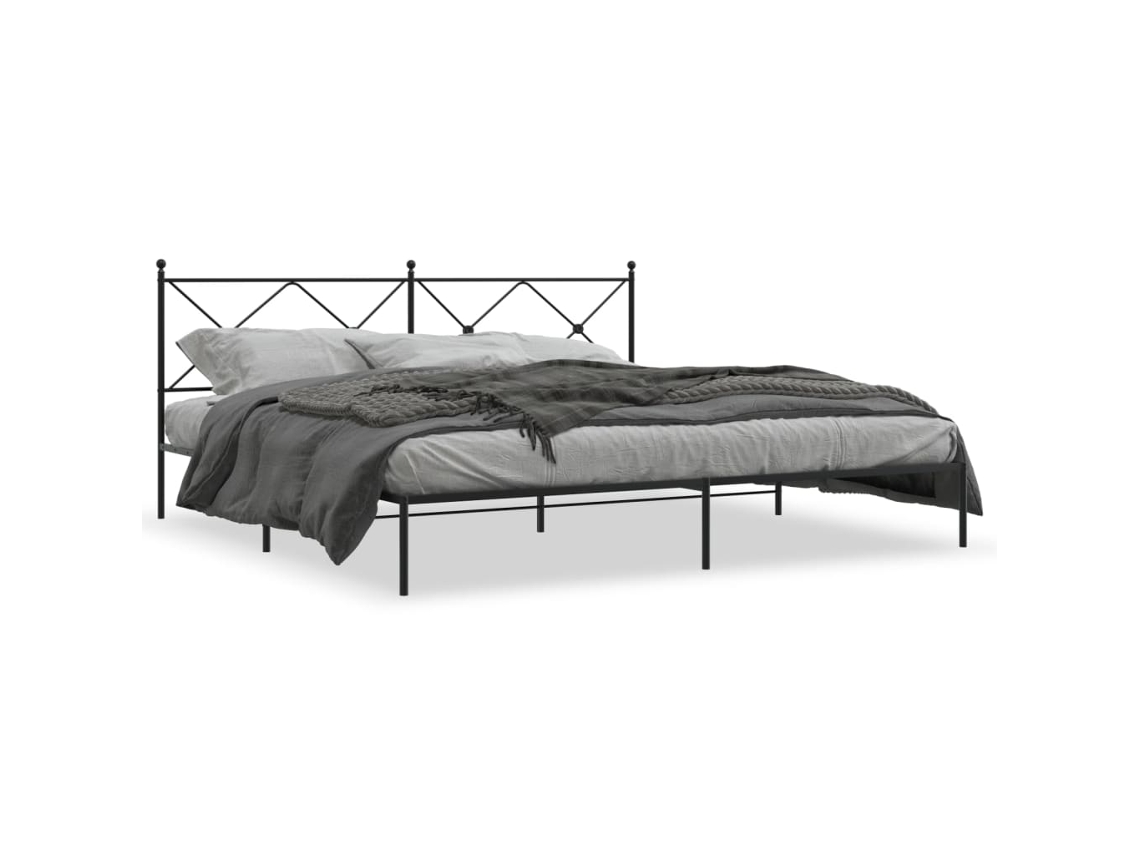 Bed Frame, Bed Frames Vidaxl Preto Aço (200 X 200 Cm)