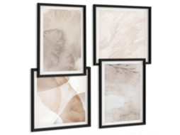Composição De Quadros Tintas De Aquarela Texturas Boho Espelharte (4 Peças)