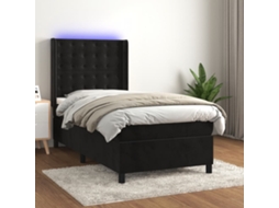 Vidaxl Cama Box Spring C/ Colchão/led 90x200 Cm Veludo Preto
