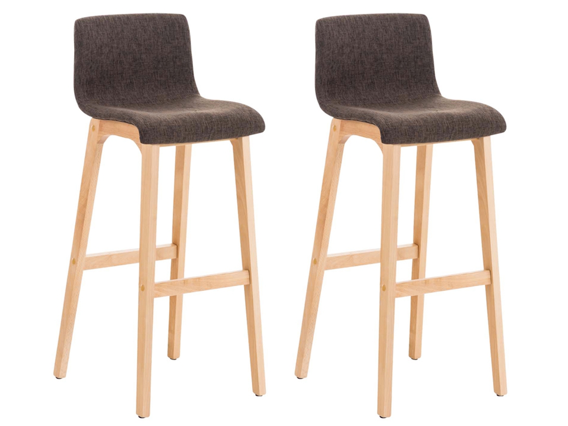 Conjunto de 2 bancos de bar Hover tecido Natura marrom CLP