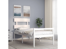 Vidaxl Cama De Solteiro Para Idosos C/ Cabeceira Madeira Maciça Branco