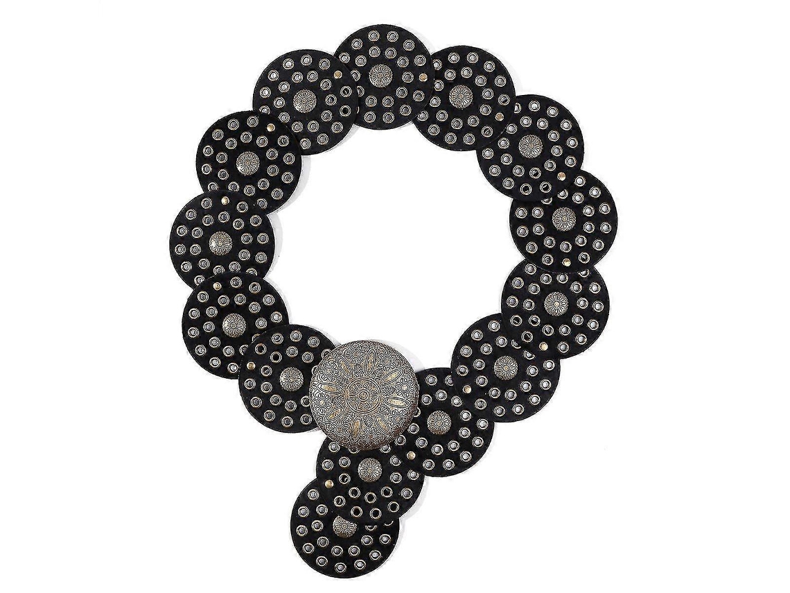 Cinturão De Couro Feminino Largo Disco Boho 90mm