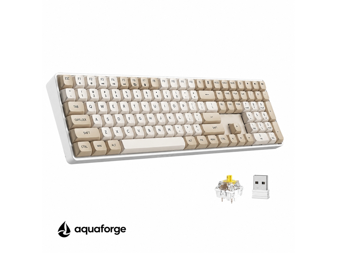 Teclado Mecânico Tri-modo Bluetooth Usb 110 Teclas Amarelo