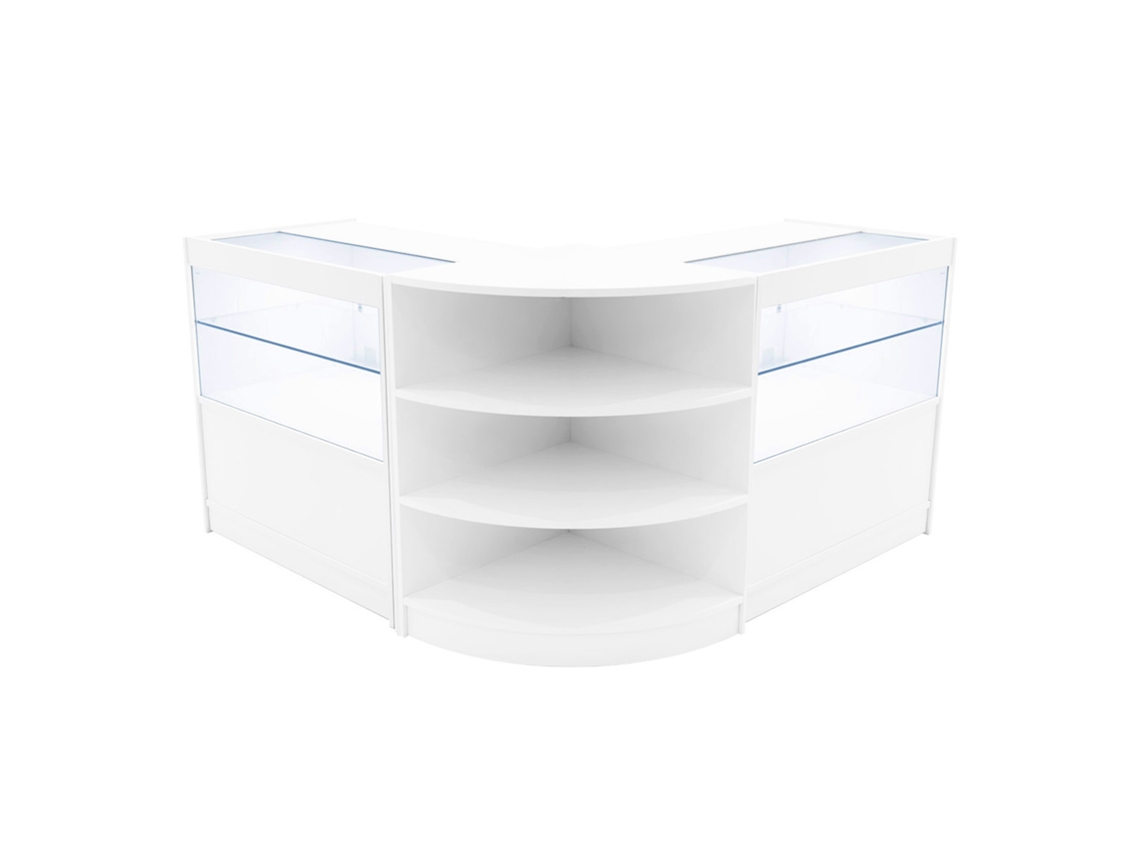 Conjunto de Balcão Comercial MonsterShop Andromeda Branco, 2xC900 1xLM60, MDF e Vidro Temperado