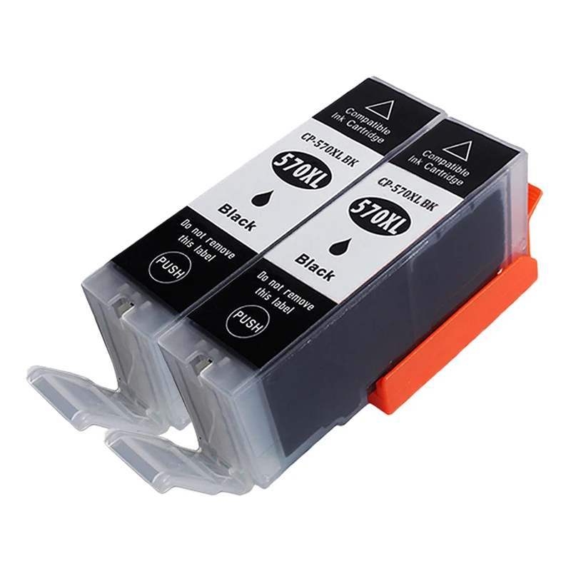 2 Tinteiros Pretos Canon Pgi 570xl Cli 571xl Pgi570 para Impressoras Canon Pixma Ts5050 Ts5051 Ts5053 Ts5055 Ts6050 Ts6051 Ts6052 MDUG