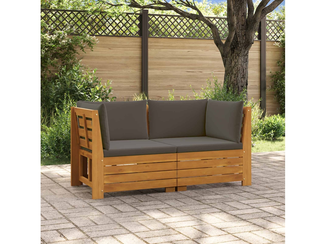 Vidaxl Conjunto De Sofás Para Exterior Com Almofada 2 Peça Castanho