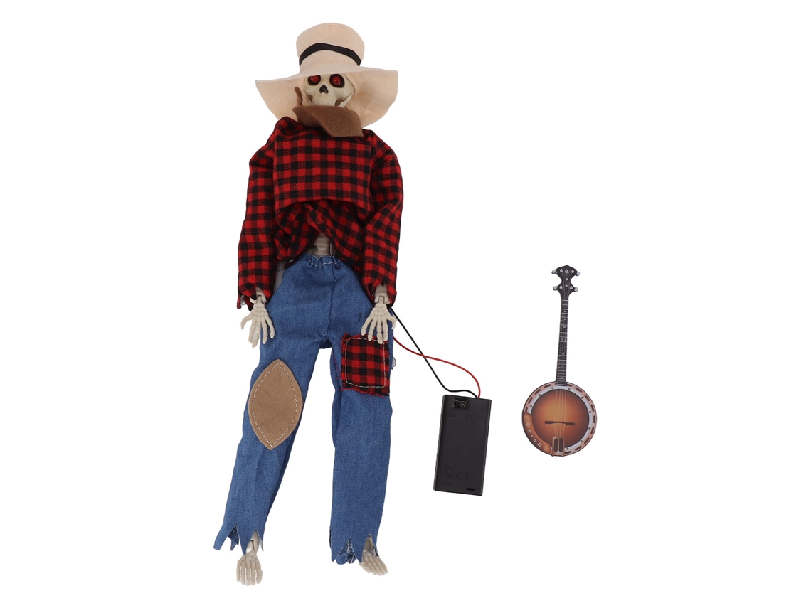 Estátua de Caveira Cowboy com Olhos Luminosos para Halloween | S/MARCA