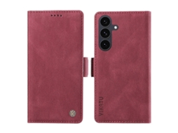 Capa De Couro Para Samsung Galaxy S25 Fe Yikatu Yk-005, Capa Tipo Carteira Com Sensação De Toque, Vinho Tinto