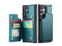 Capa De Couro Dobrável Multifuncional Para Celular.azul E Verde - Iphone 16 Pro Max