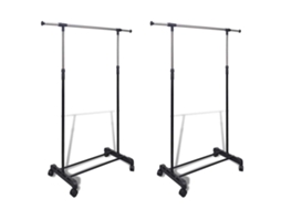 Vidaxl Cabide Para Roupas Ajustável Com 1 Varão 2 Pcs