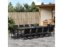 Vidaxl 15 Pcs Conjunto De Jantar Para Jardim Textilene Preto