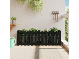 Vidaxl Canteiro Elevado C/ Design Cerca 150x50x50cm Pinho Maciço Preto